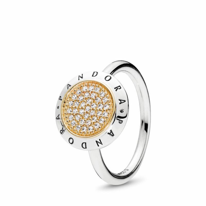 Pandora Signature Statement Ring - Two Tone/Cubic Zirconia - Canada | ON6354OC